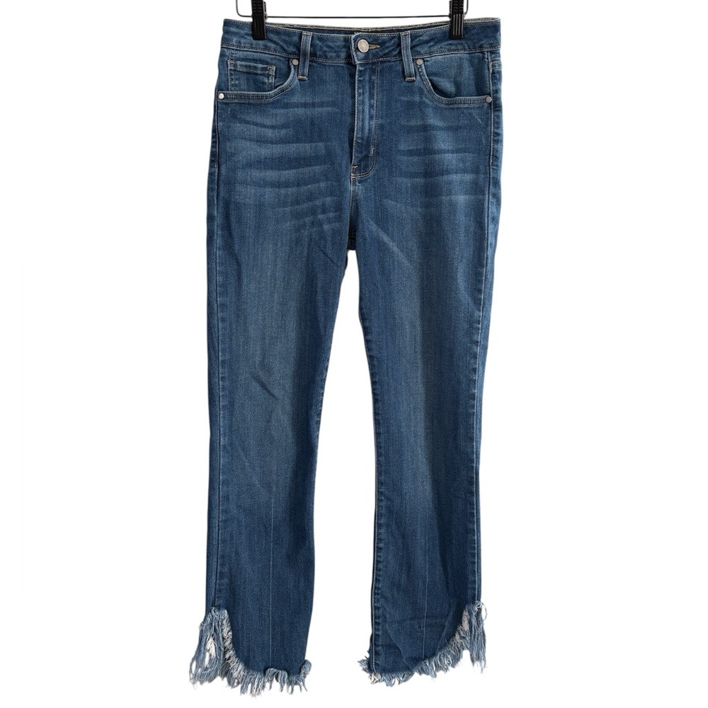 Just Black Denim High Rise Cropped Tulip Frayed Hem Jeans Blue Size 29
